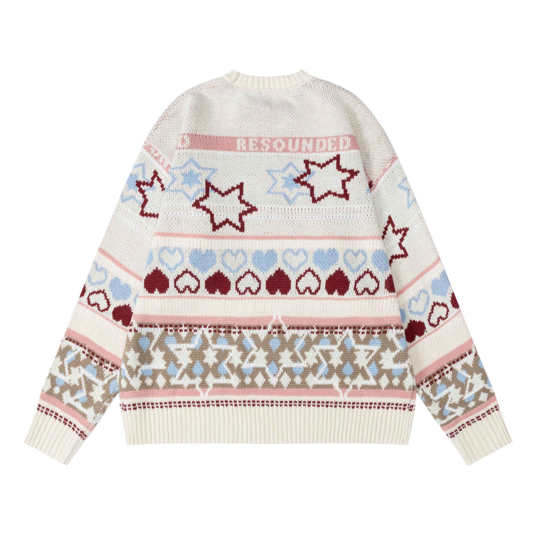 Retro Starry Knit Oversized Long Sleeve Sweater