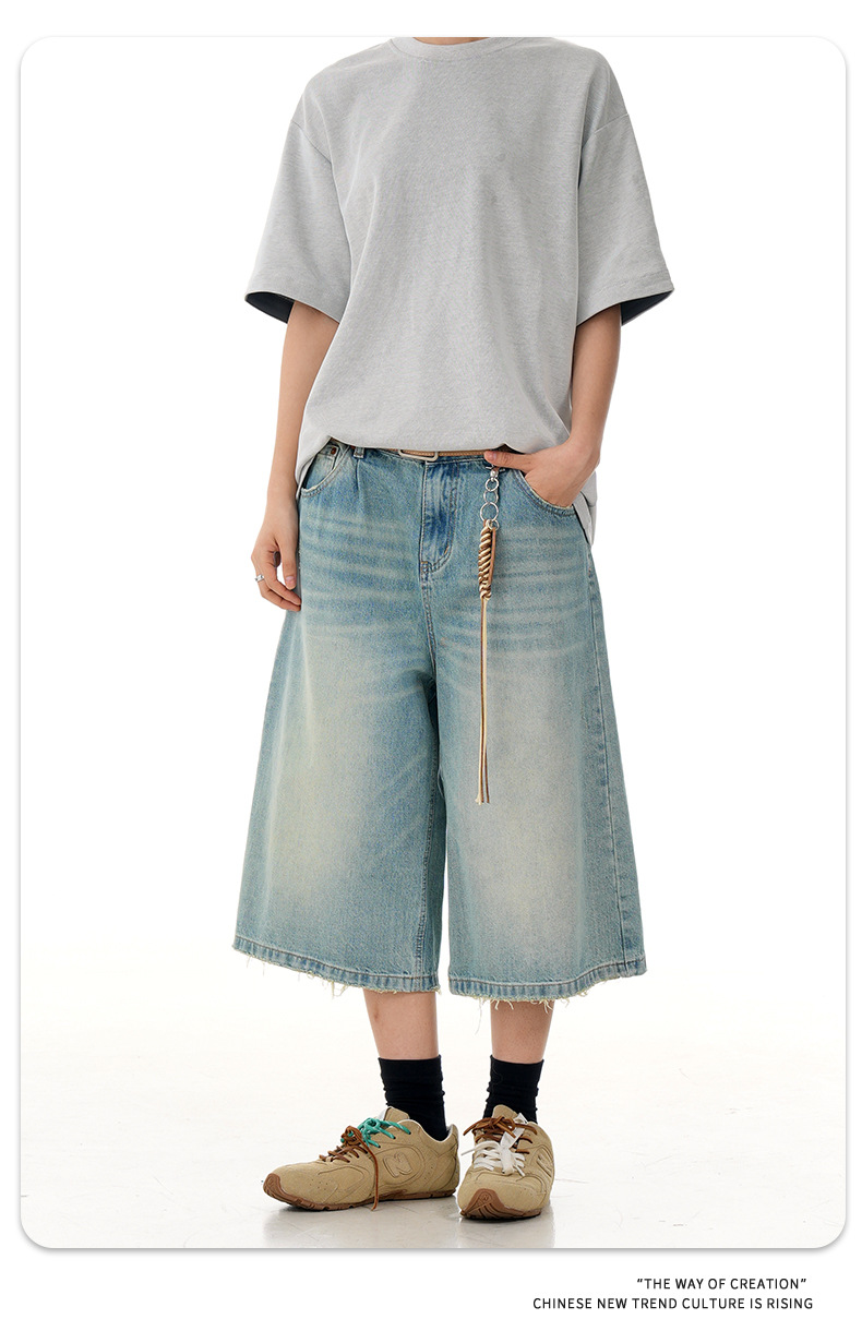 Denim Pants for Men and Women Water-Washed Three-Dimensional Cutting