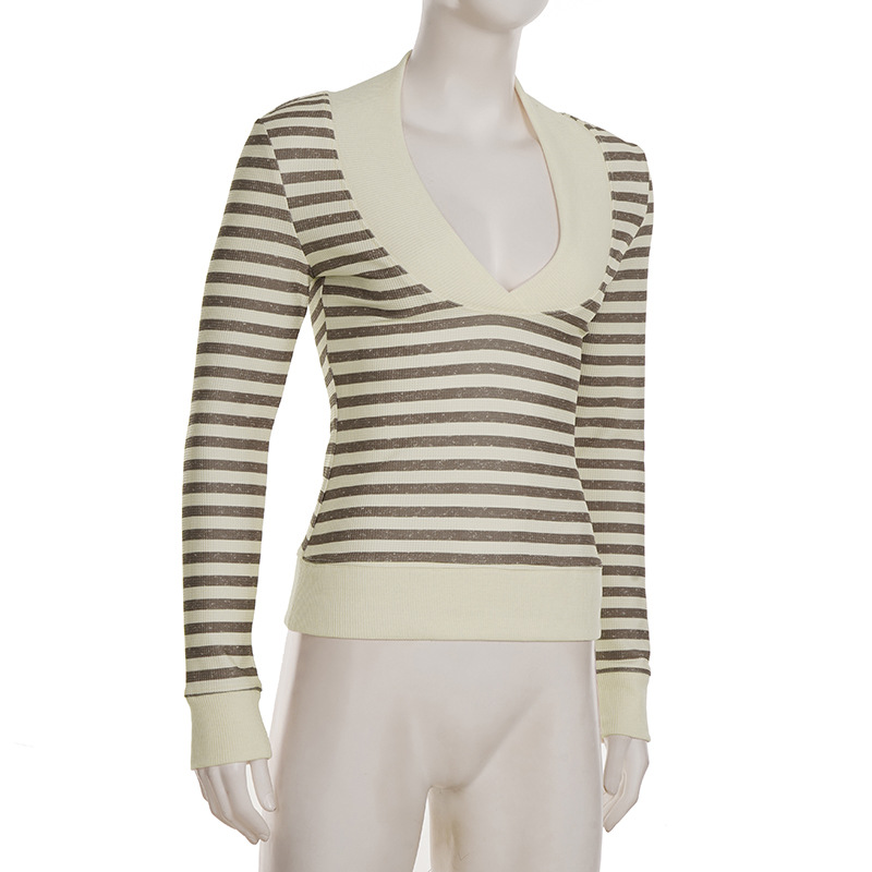 Fitted Urban Contrast Bands Waffle Sweater