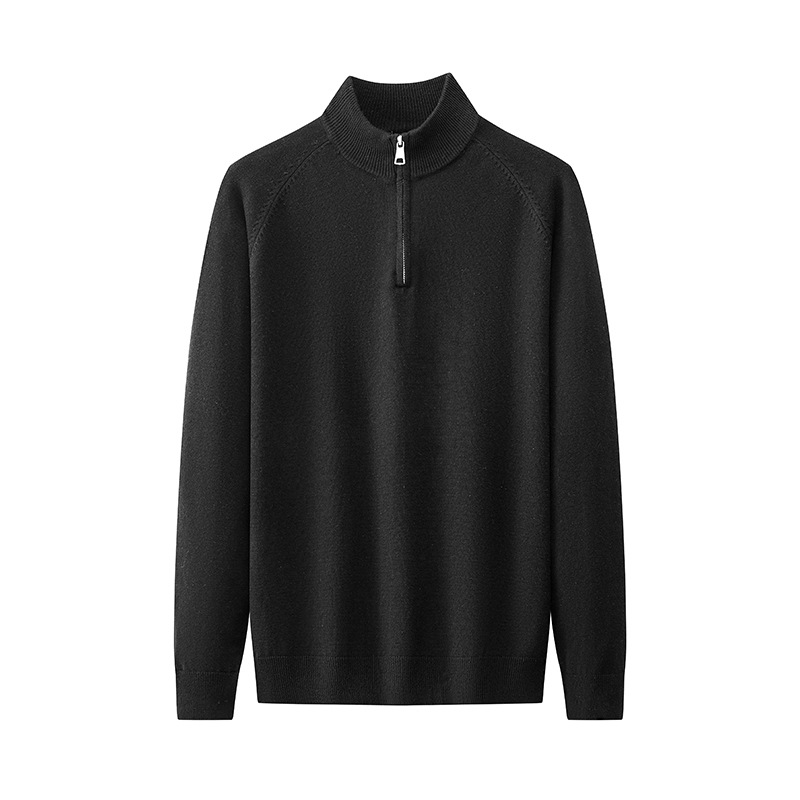 Simple Half-Zip Knit Sweater Men's Stand-Up Collar Inner Layer Crewneck Sweater