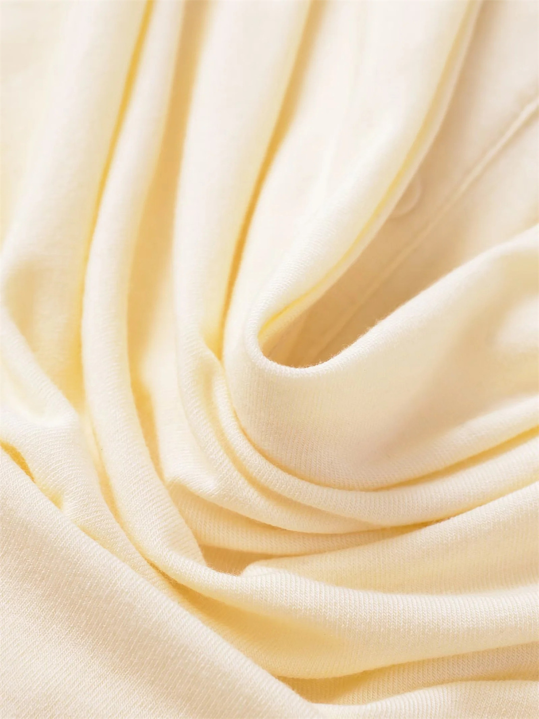 Plain Full-Arm Dropped-Neck Frill Double-Layer Slim-Fit Cropped Tee