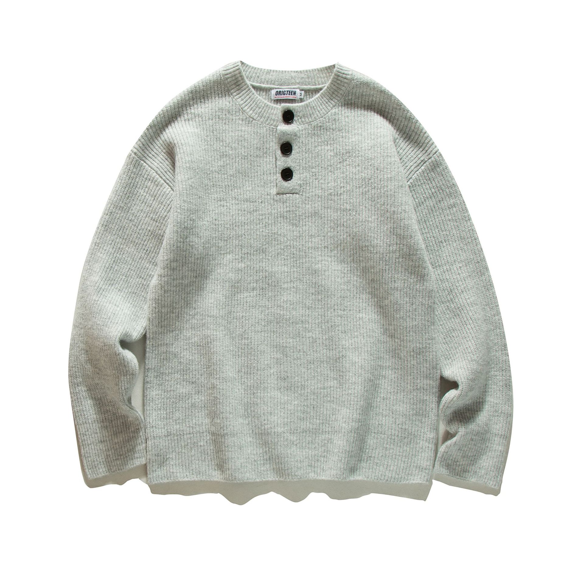 Man's Relaxed Premium Button Placket Polyester Sweater