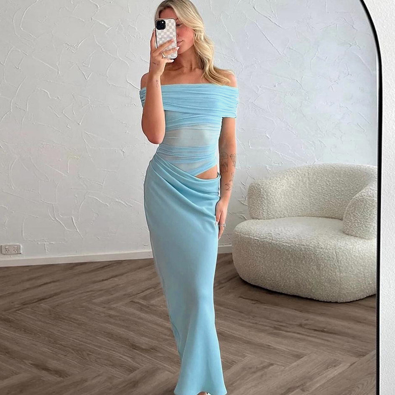 Ladies Asymmetric Midriff Cutout Bodycon Dress
