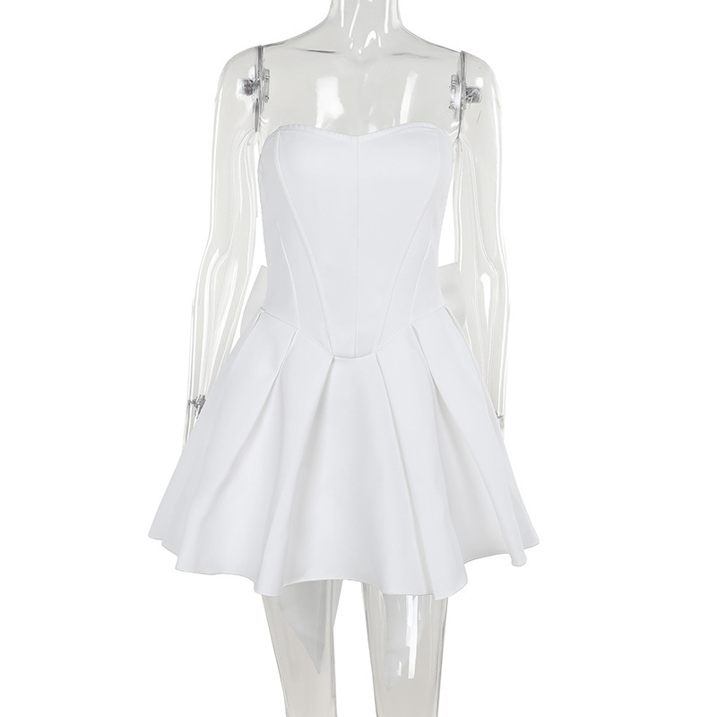 Polyester Sleeveless Tie Collarless Dress