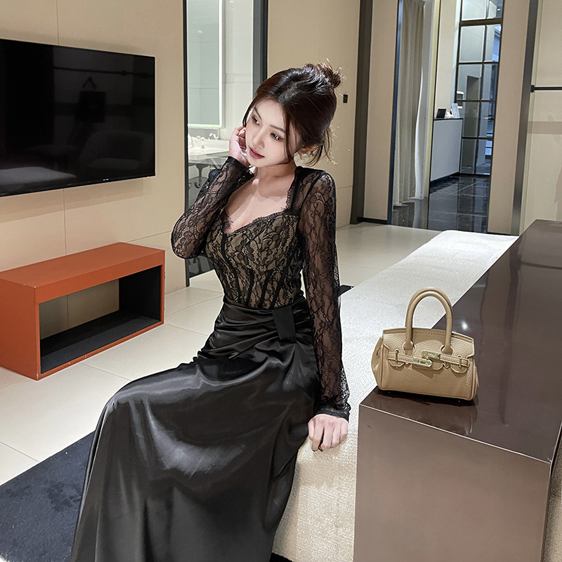 U-Neck Pencil Polyester Dress