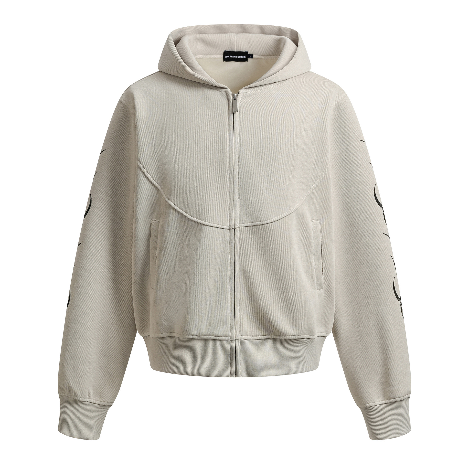 Man's American Retro Zip-Up Geometric Cotton Hoodie