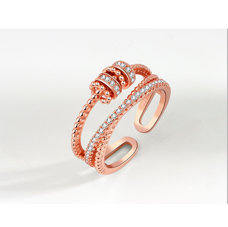 New Zircon Transfer Open Ring Women's Multilayer Cross Ring Rotating Ring ins Style