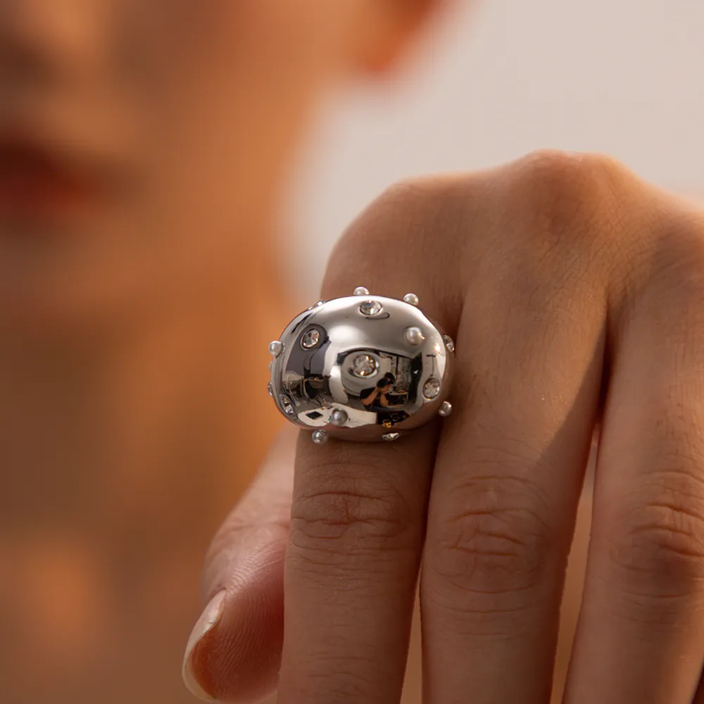 Thick Hollow Brushed Gold-Tone Water-Resistant Ring
