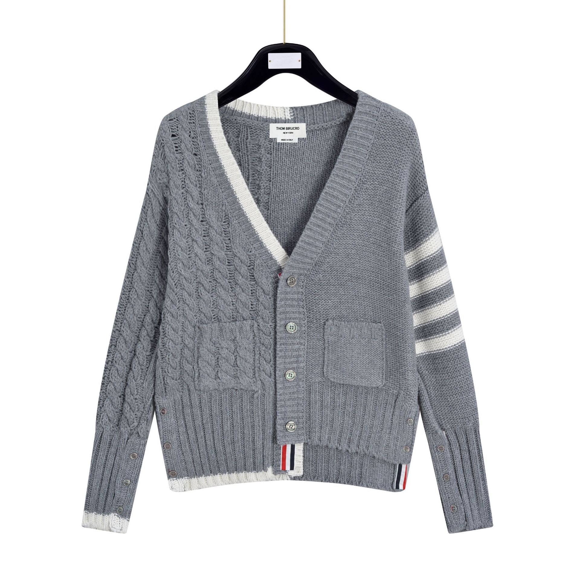Wool Sweater Angled Collar Relaxed Cut