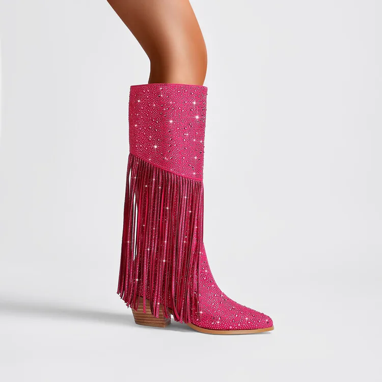 Ladies Rubber Tall Chunky V-Toe Boots