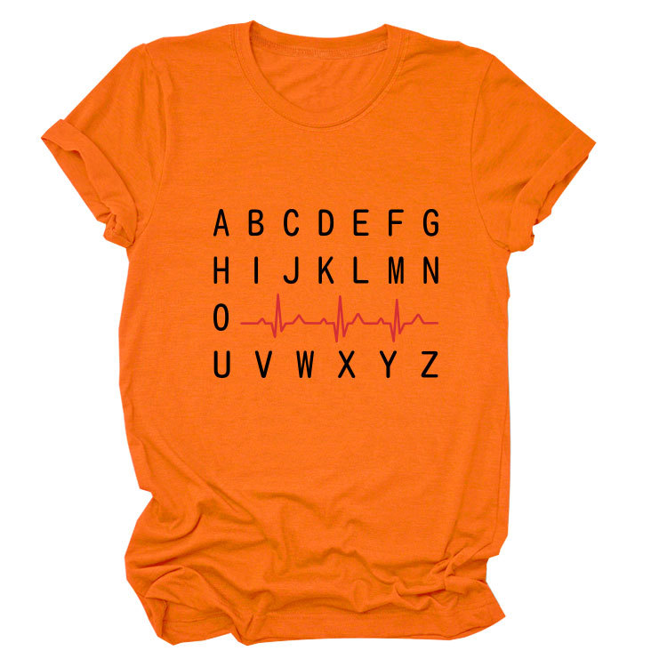Ladies Geometric Print Round Neck Short Sleeve Tee
