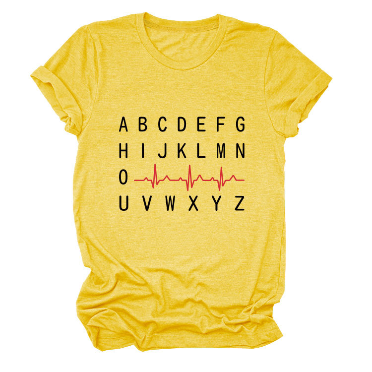 Ladies Geometric Print Round Neck Short Sleeve Tee
