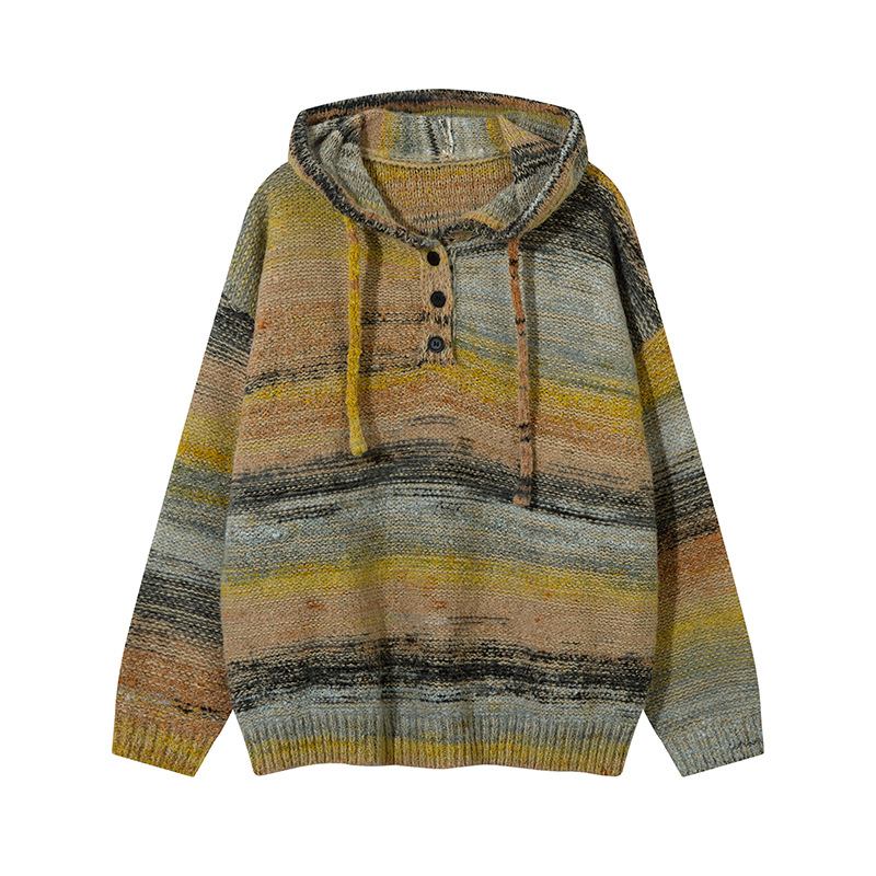 Japanese Workwear Ombre Oversized Hoodie Sweater