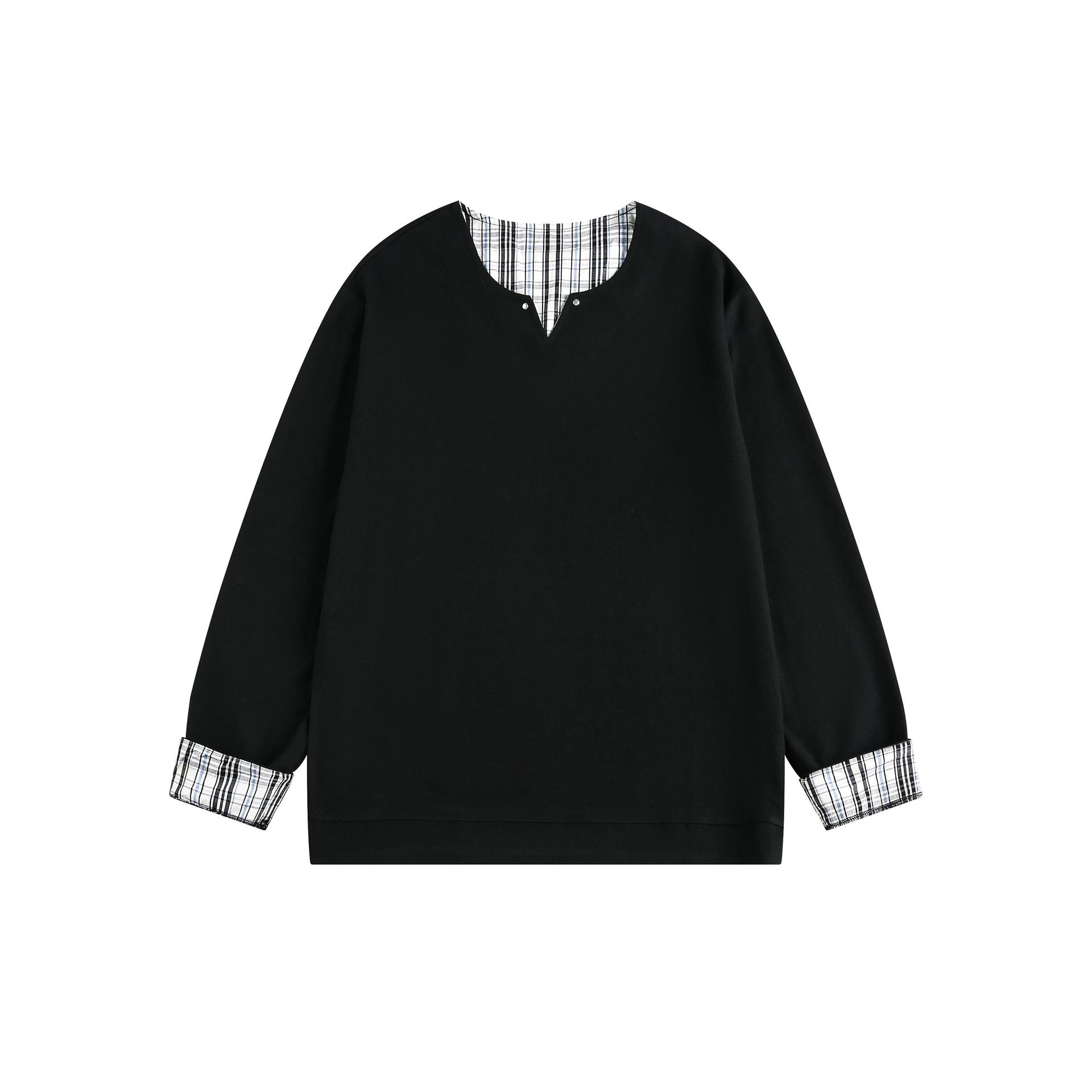 Plaid Mock Layered Hoodie