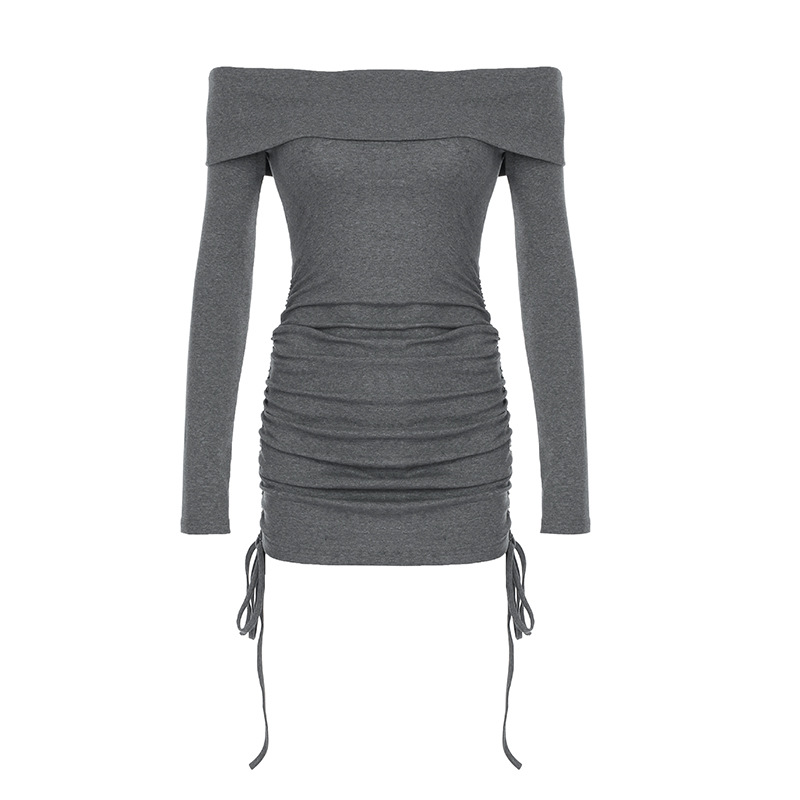 Urban Asymmetric Neck Full Arm Mini Dress