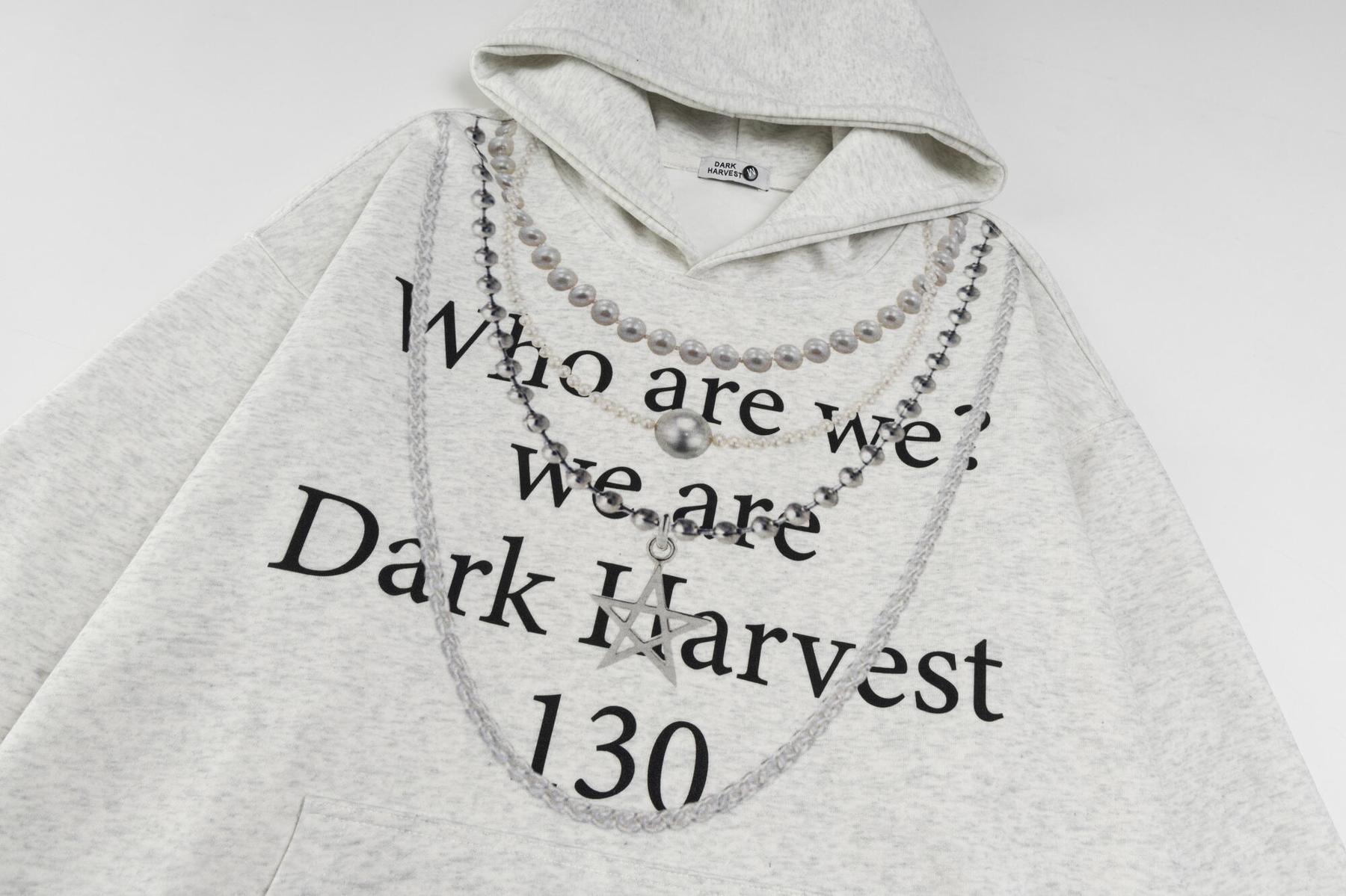 Milk Silk Dangling Beads Graphic Hoodie