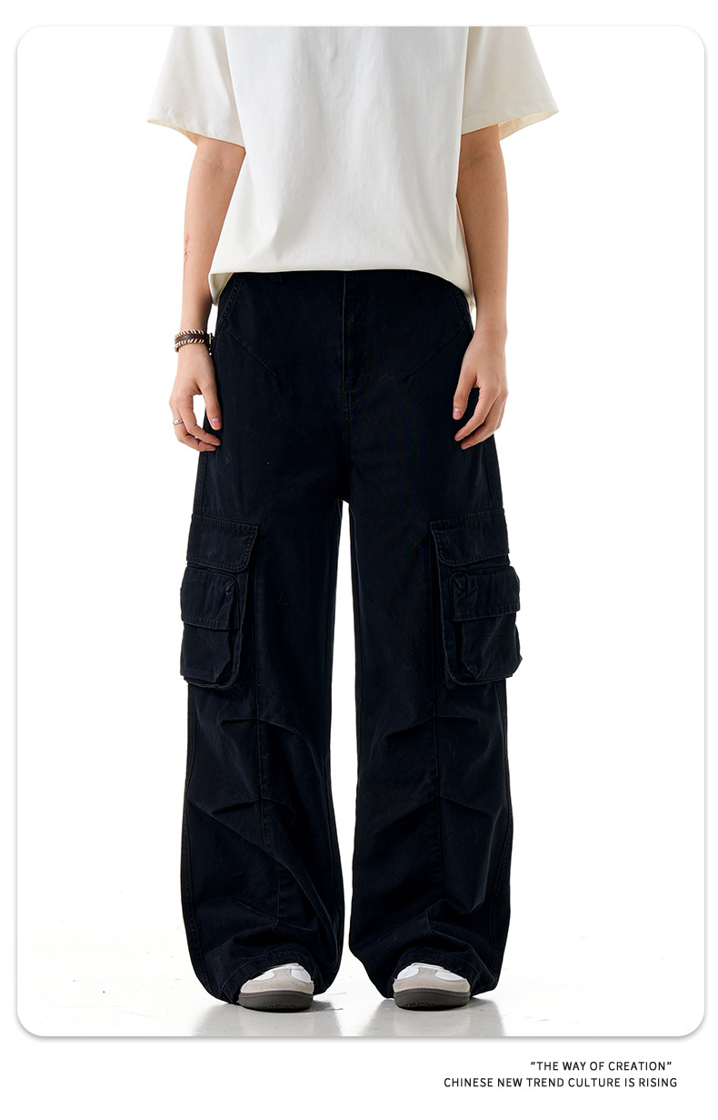 Multiple Pockets for Men and Women Slimming Straight Leg Casual Trousers