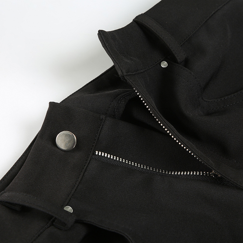 Zipper splicing contrasting color personalized casual pants