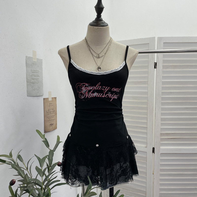 Sexy Lacy Crew Neck Slim Fit Tank Top