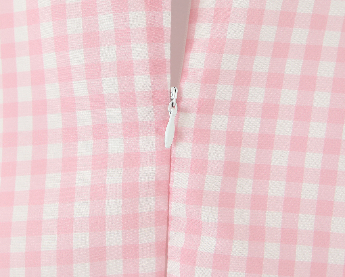 V-Cut Short-Sleeve Two-Tone Knot Detail Nipped-In Above-Knee Dress