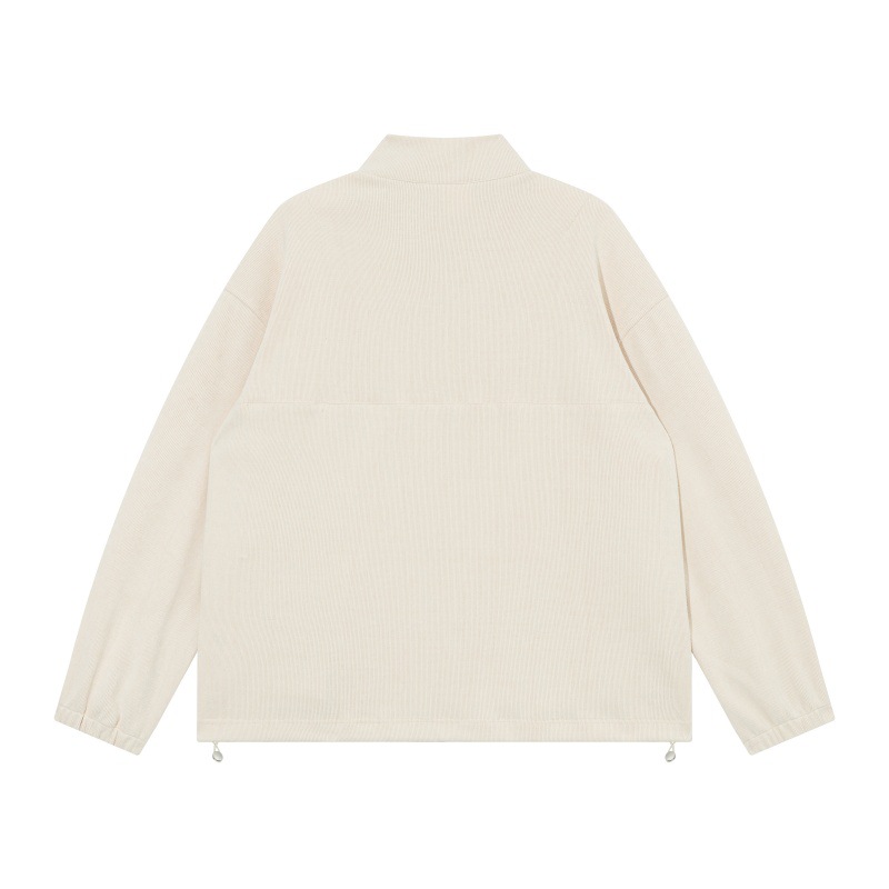 Cotton Letter Print Oversized Mock Neck Zipper Hoodie