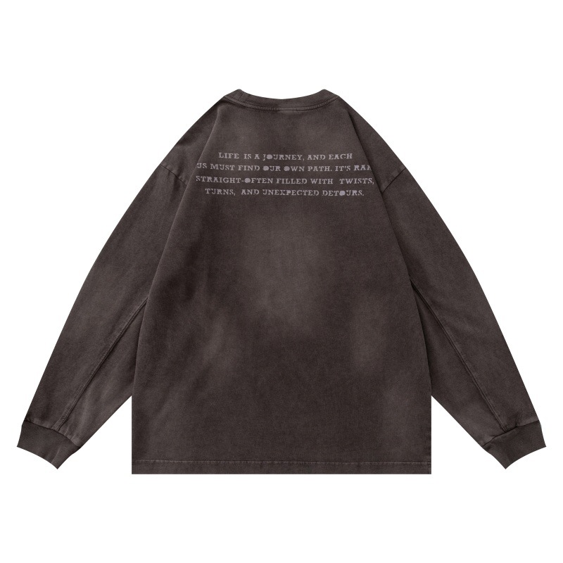Vintage Ombre Ripped Graphic Gender-Neutral Long-Sleeve T-Shirt
