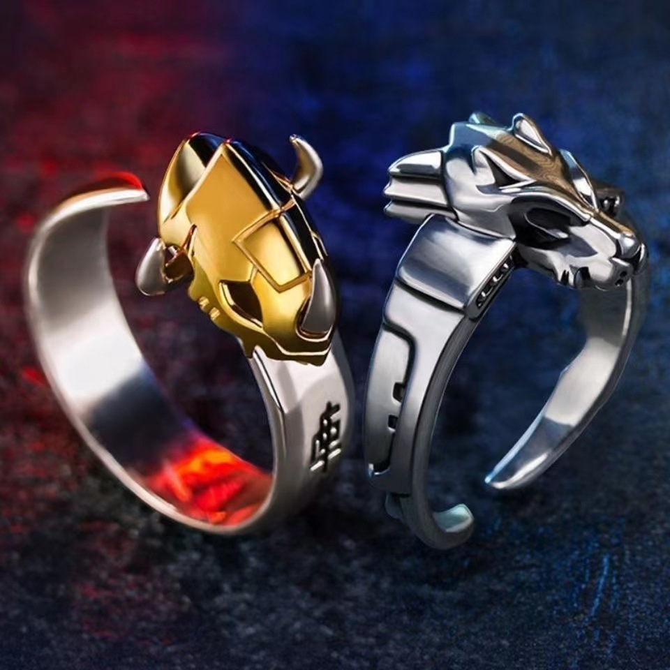 Sweet & Cool Style Digital Monster Ring Dragon Sword Metal Garurumon Anime Ring Couple Matching Rings