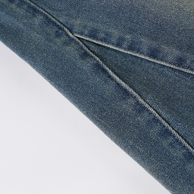 Split low waist straight leg small leg jeans