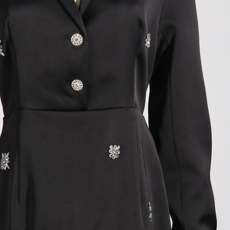 Slimming Notch Collar Crystal-Embellished Sheer Panel Maxi Dress