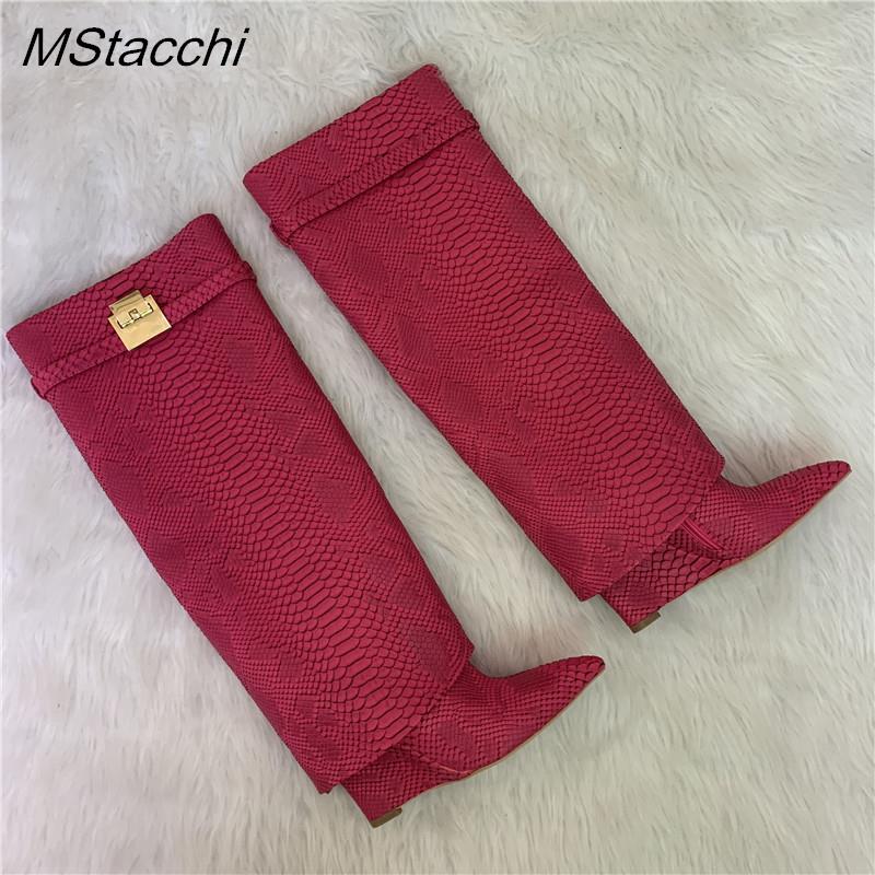 Metal Decoration Women's high boots Genuine Leather Slip-on Long Boots Pointed Toe High Heels Shoes for Women Boots