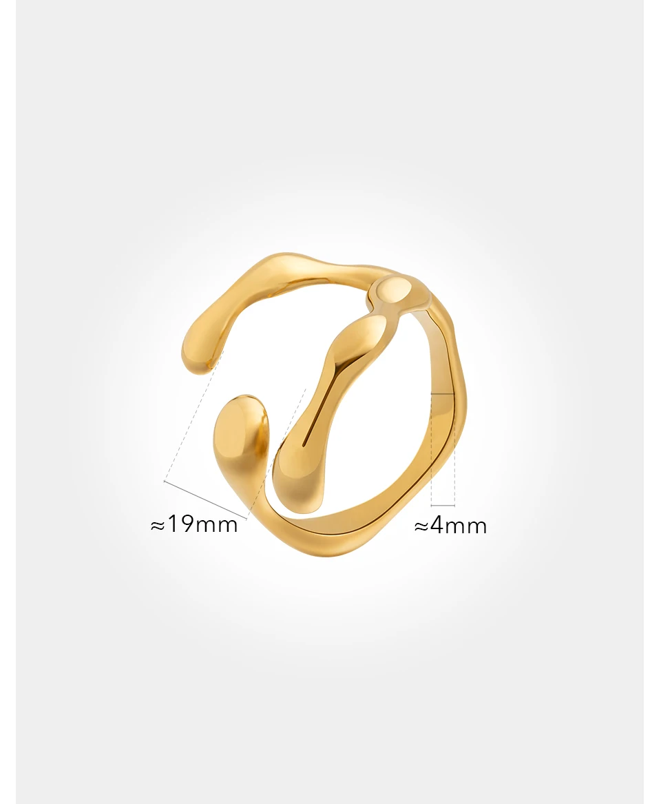 Y Shape Open Ring For Women Gold Color Stainless Stee Fashion Jewelry Rings Office