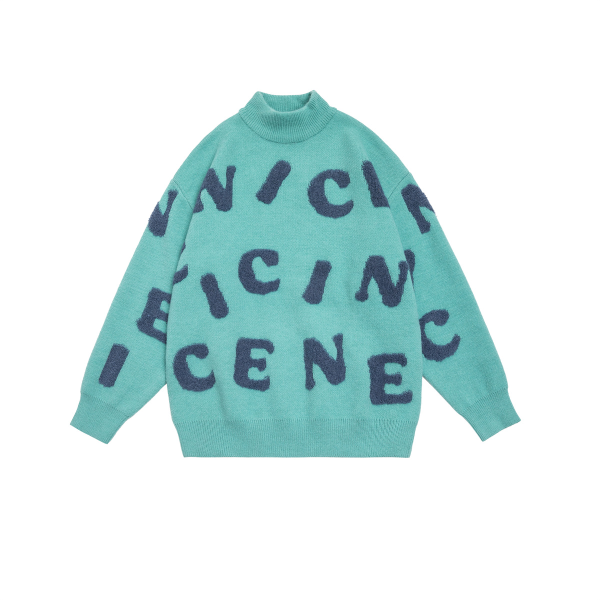 Japanese Oversized Alphabet Print Polyester Sweater