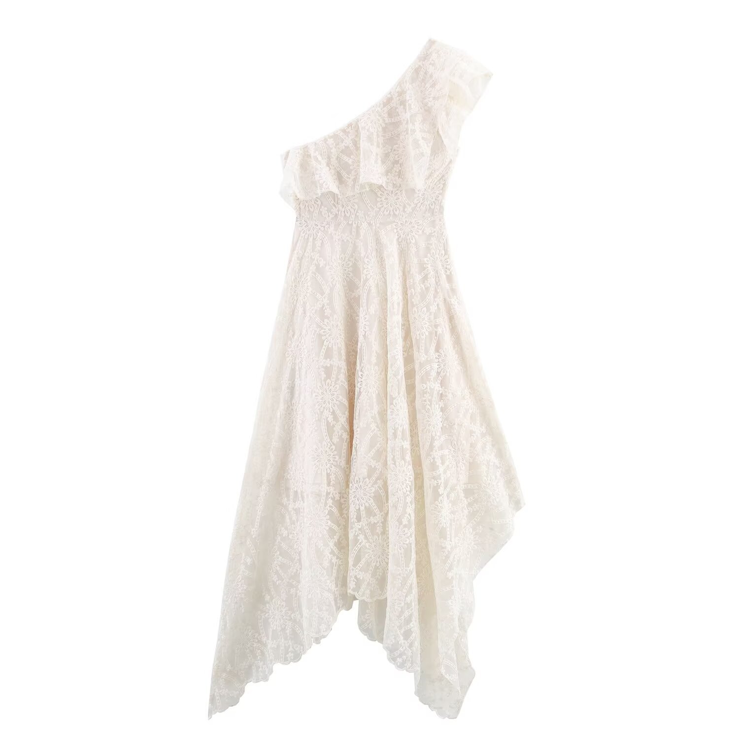 Slanted shoulder collar sleeveless asymmetrical long dress for women