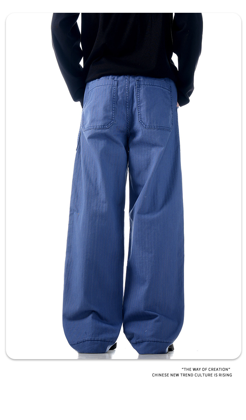Pure Cotton Street Fashion Slim Fit Simple Loose Three-Dimensional Casual Work Trousers