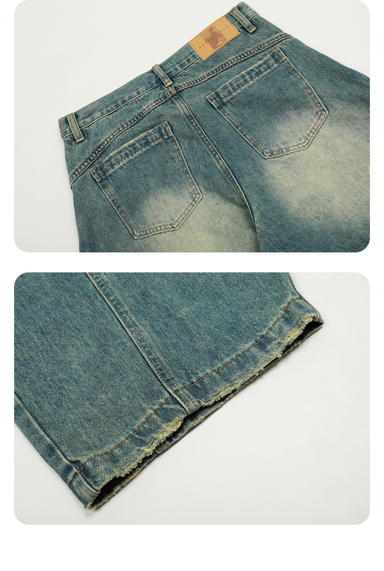 Jeans for Men and Women Deconstructed Retro Slim Fit Wide Leg Casual Long Pants