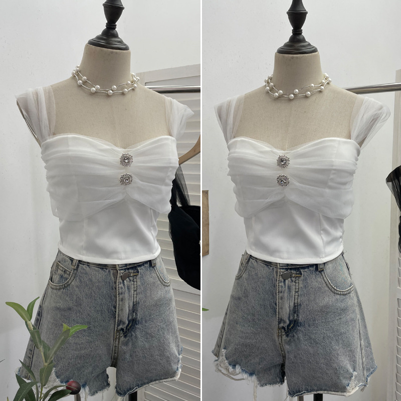 Sexy Slim Fit Solid Color Mesh Top