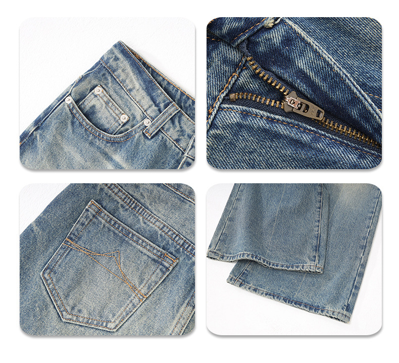 Women's Mid-Waist Spicy Girl Flare Jeans Personality Micro Flare Denim Trousers for Women