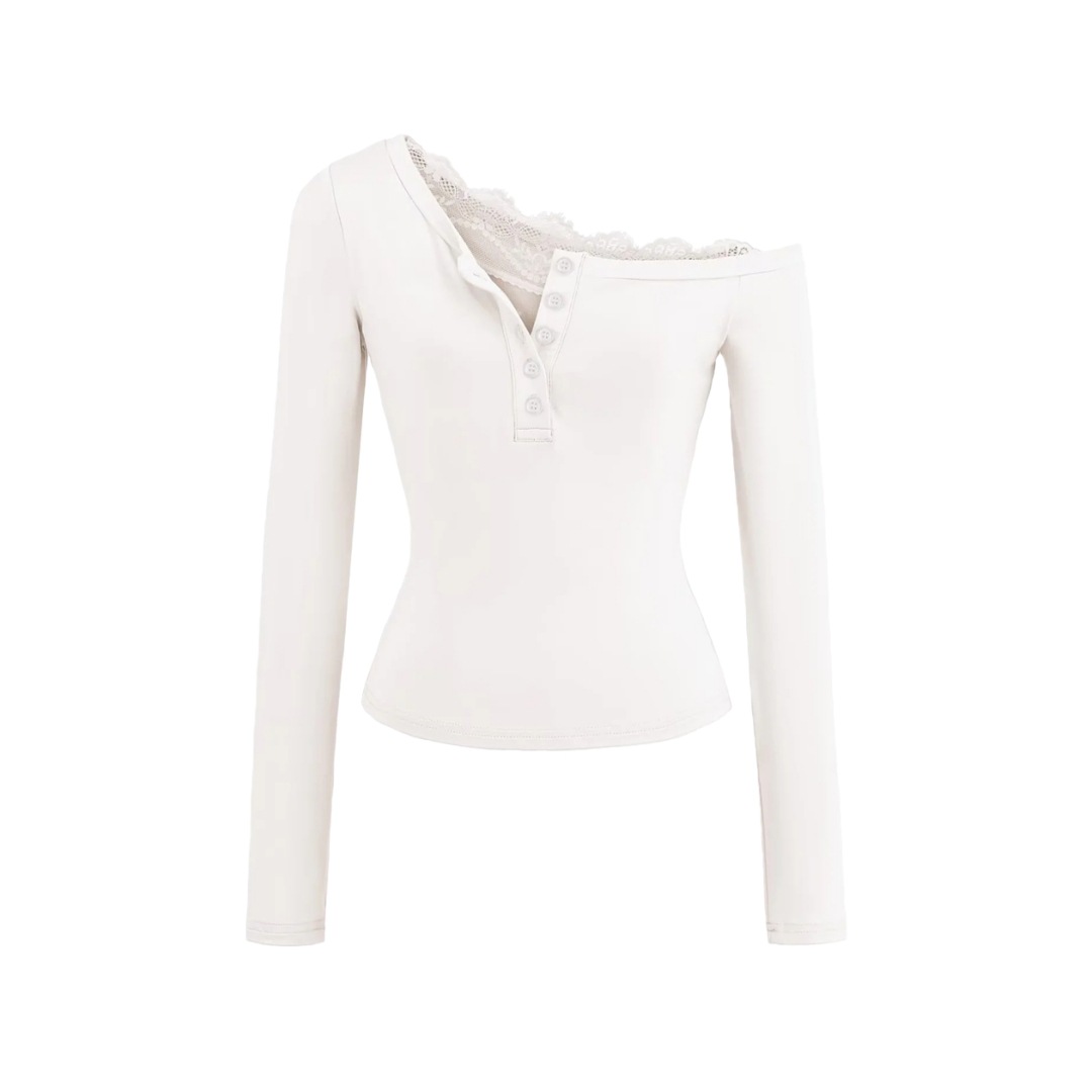 Ladies Plain Fitted Wrist-Length Angled Neck Tee