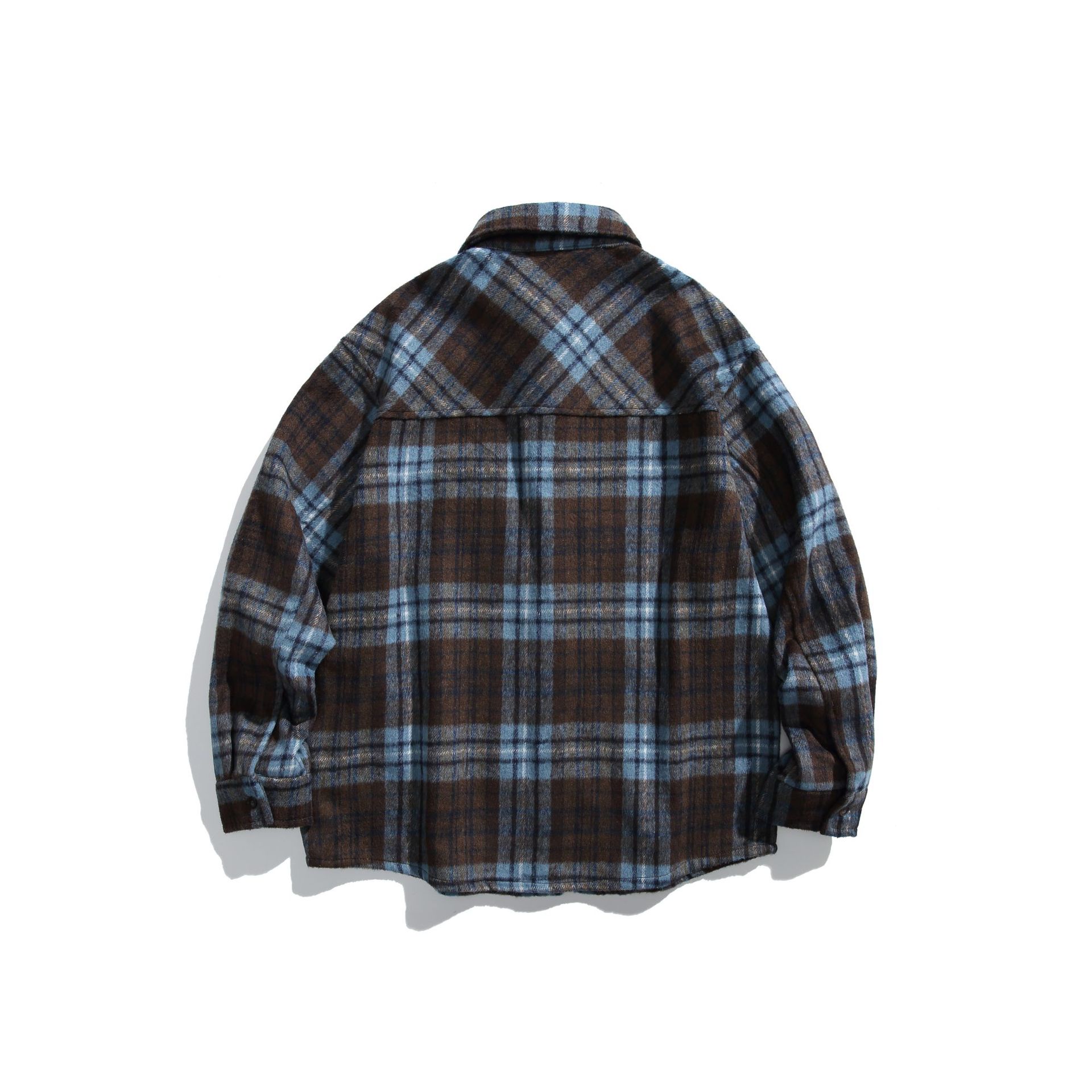 Oversized Two-Tone Checkered Polyester Appliqué Shirt