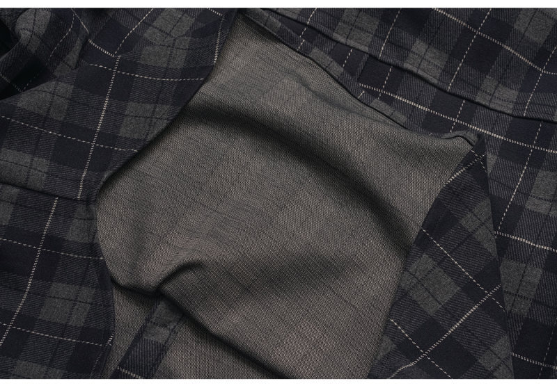 Oversized Checked Button-Down Polyester Shirt