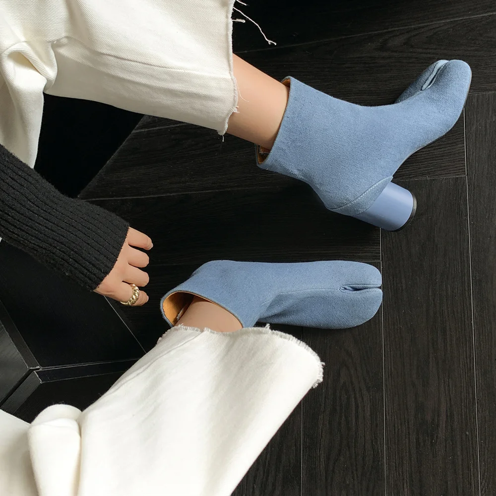 Classic Leather Pointed Toe Block Heel Boots