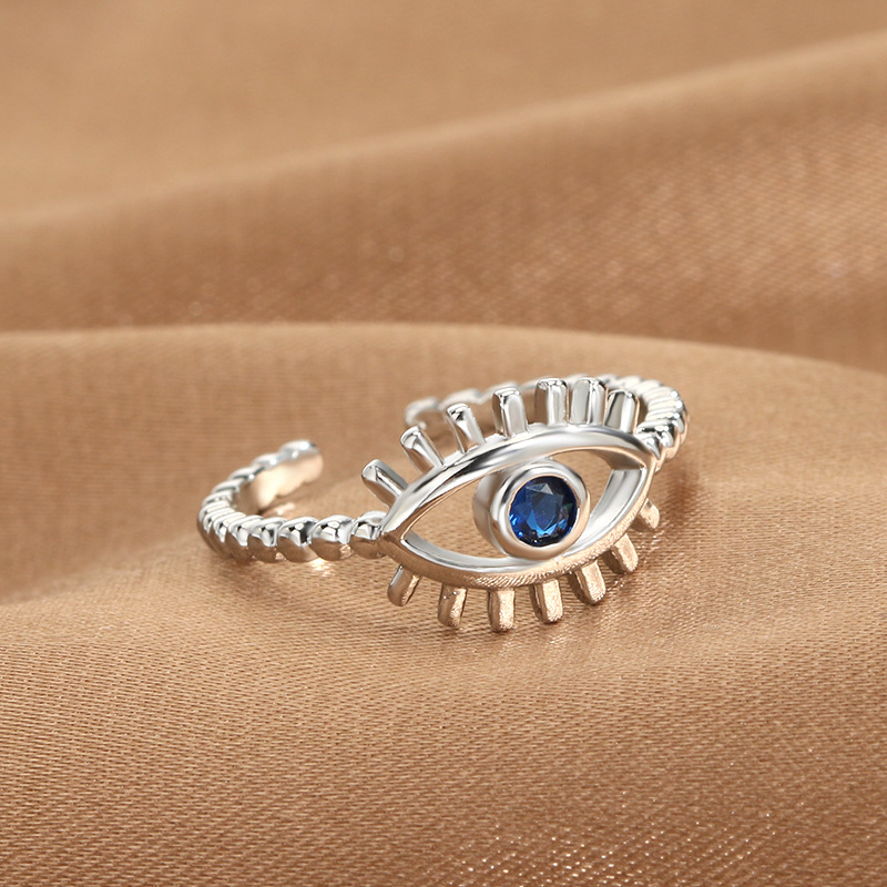 Turkish Zircon Evil Eye Rings For Women Open Adjustbale Gold Plated Stainless Steel Ring Couple Rings Wedding Jewelry Bague