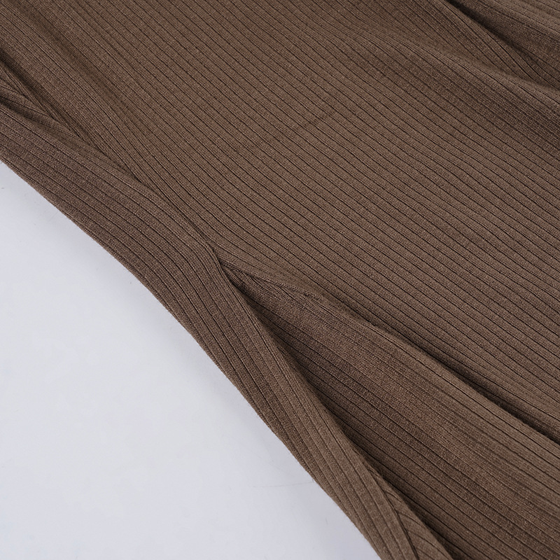 Long Sleeve Structured Button Neck Slit Dress