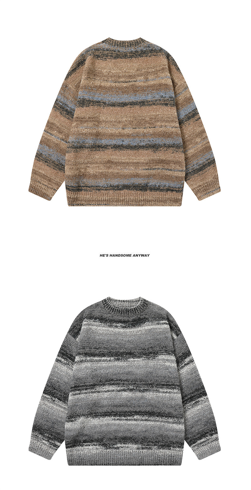 Long Sleeve Color Block Oversized Japanese Workwear Sweater