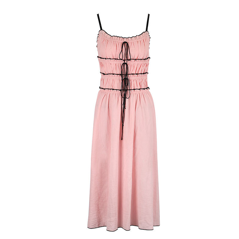 Bandeau Bow Accordion Midi Dress