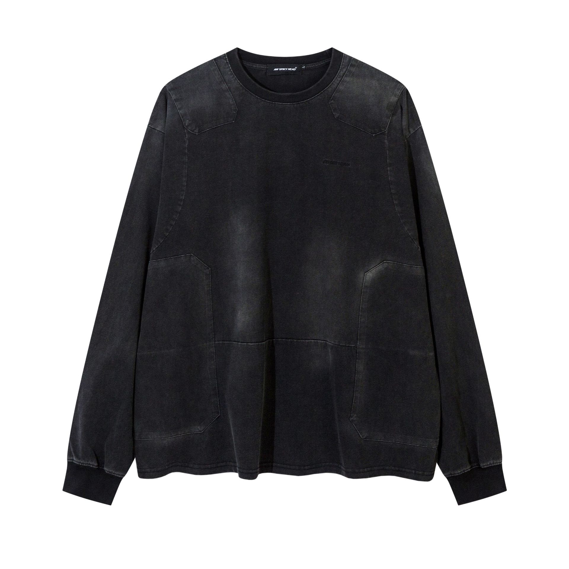 Cotton Long Sleeve Faded Color Block Hoody