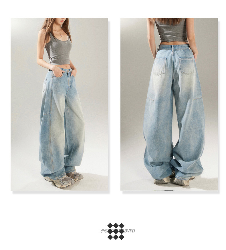 Women's Pants High Street Loose Wide-Leg Banana Jeans