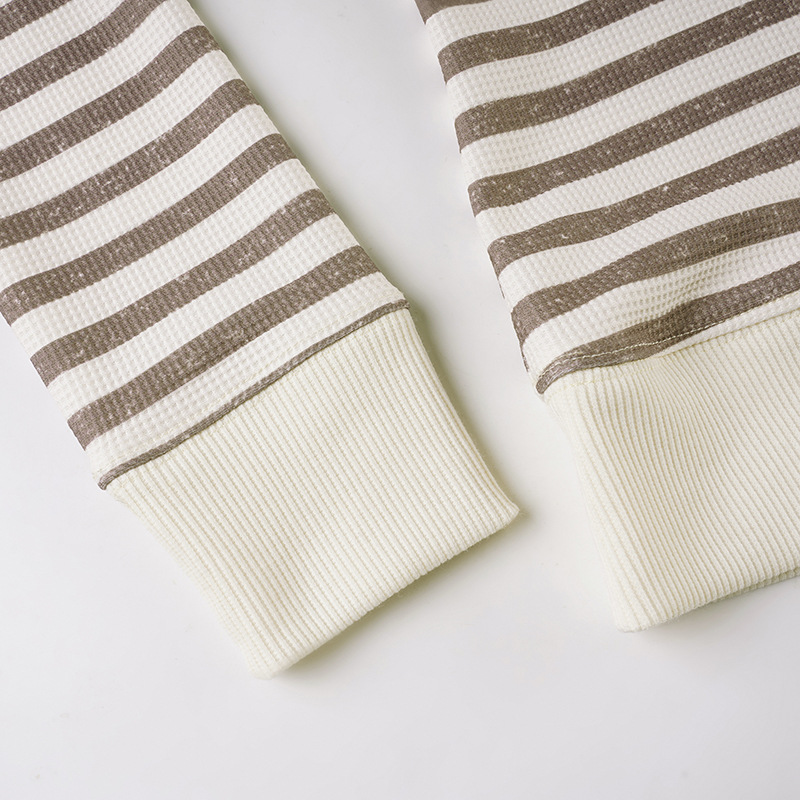 Fitted Urban Contrast Bands Waffle Sweater