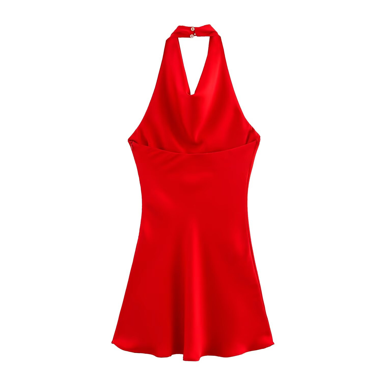 High Waist Halter Sleeveless A-Line Polyester Dress