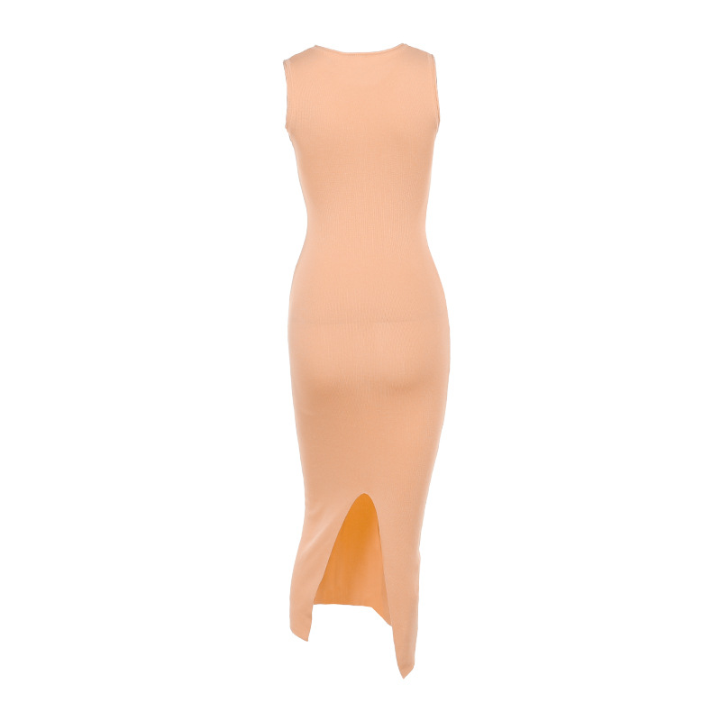Sleeveless Round Neck Straight Polyester Spandex Dress